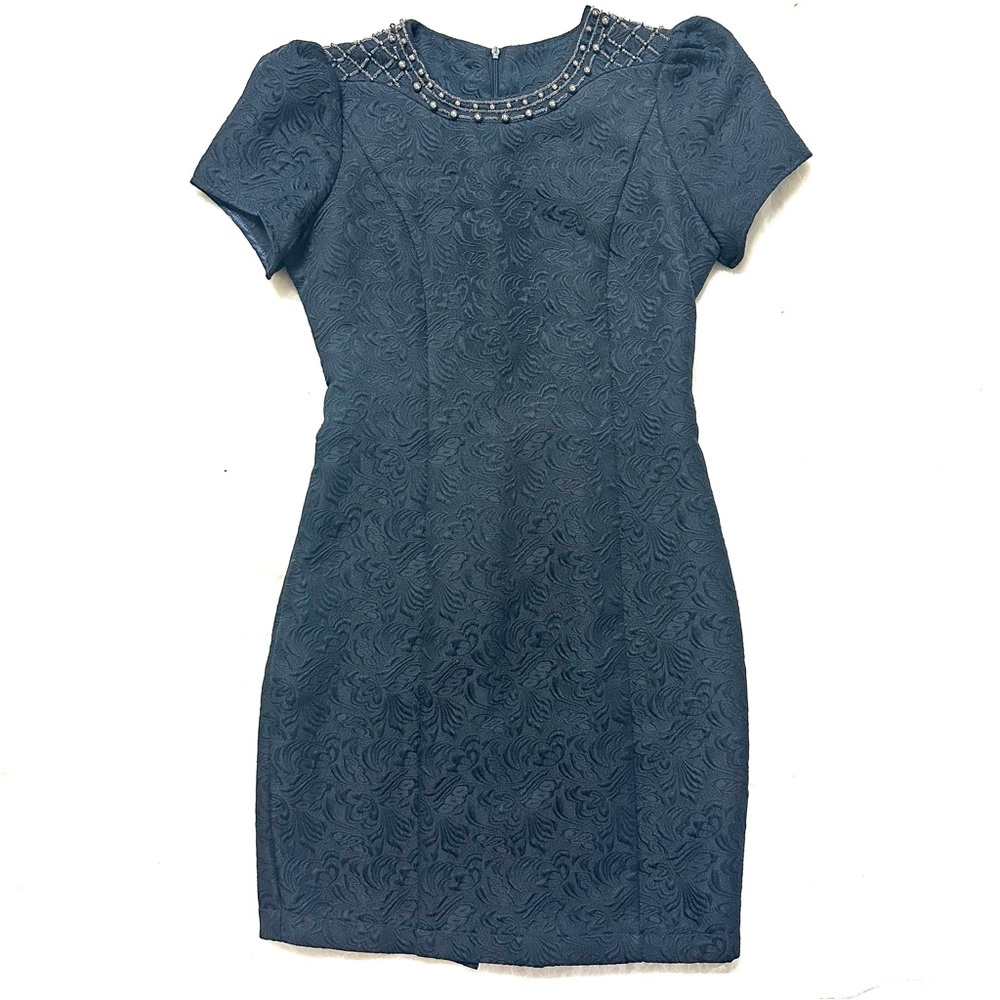 Mariposa Blue Puff Sleeve Sheath Mini Dress. Very good.